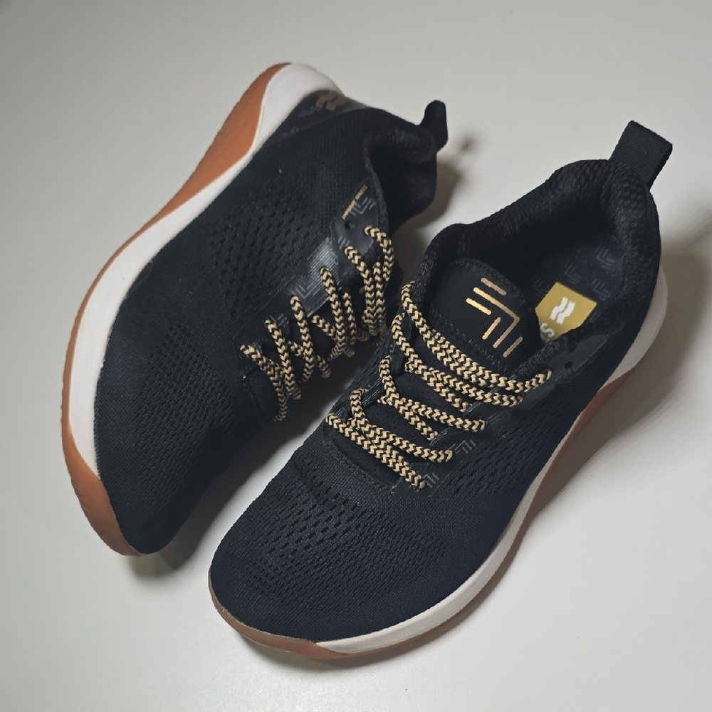 Women’s Black Athletic Knit Sneakers with Brown Sole